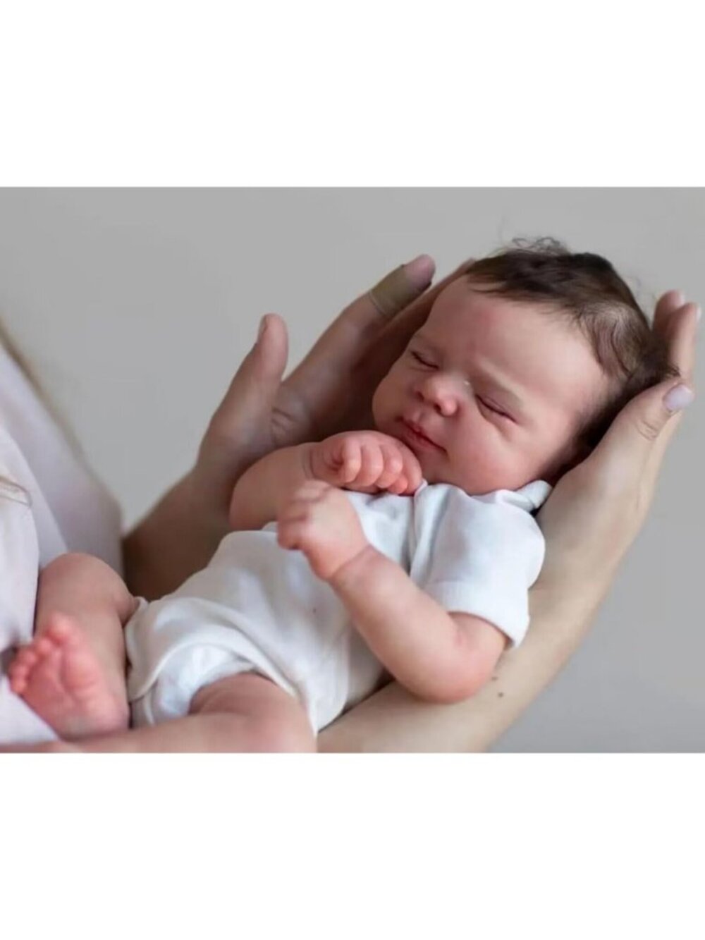 18" Full Silicone Reborn Baby Doll with Rooted Hair - Realistic Newborn Toy for